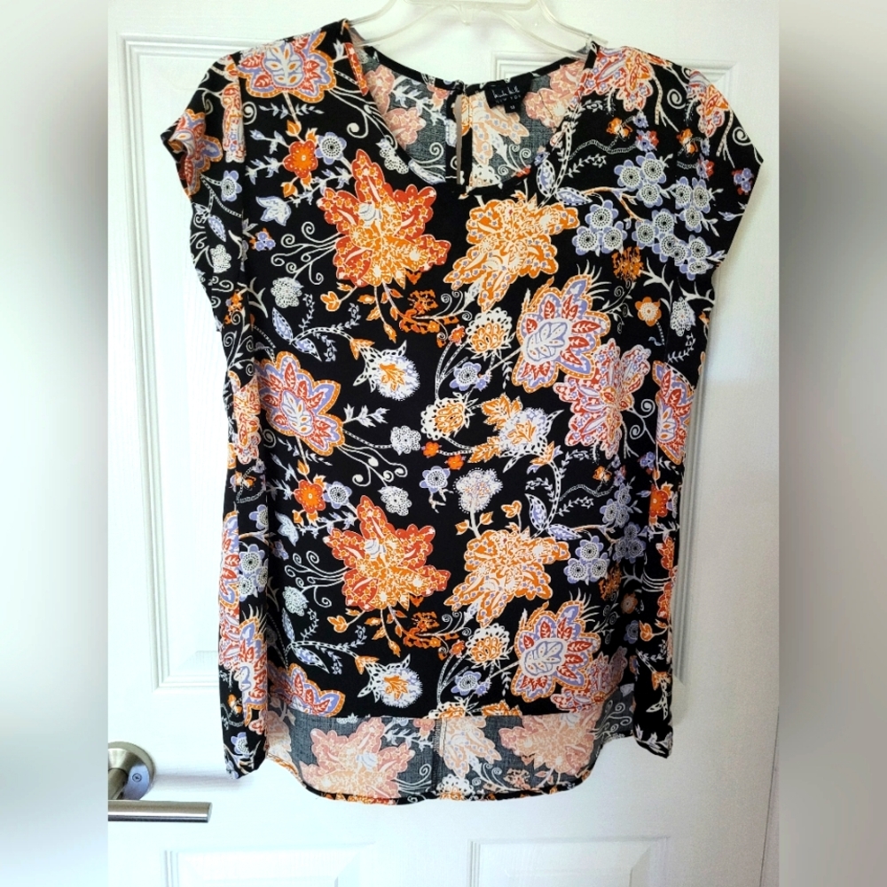 Nicole Miller Top Black/Orange Size M